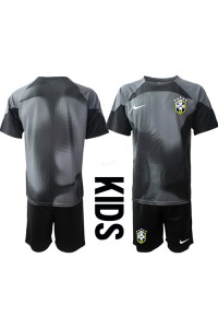 Fotbalové Dres Brazílie Brankářské Dětské Domácí Oblečení MS 2022 Krátký Rukáv (+ trenýrky)